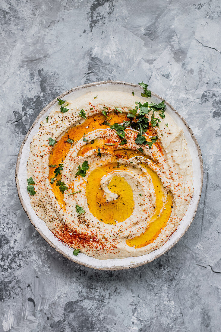 Hummus on plate