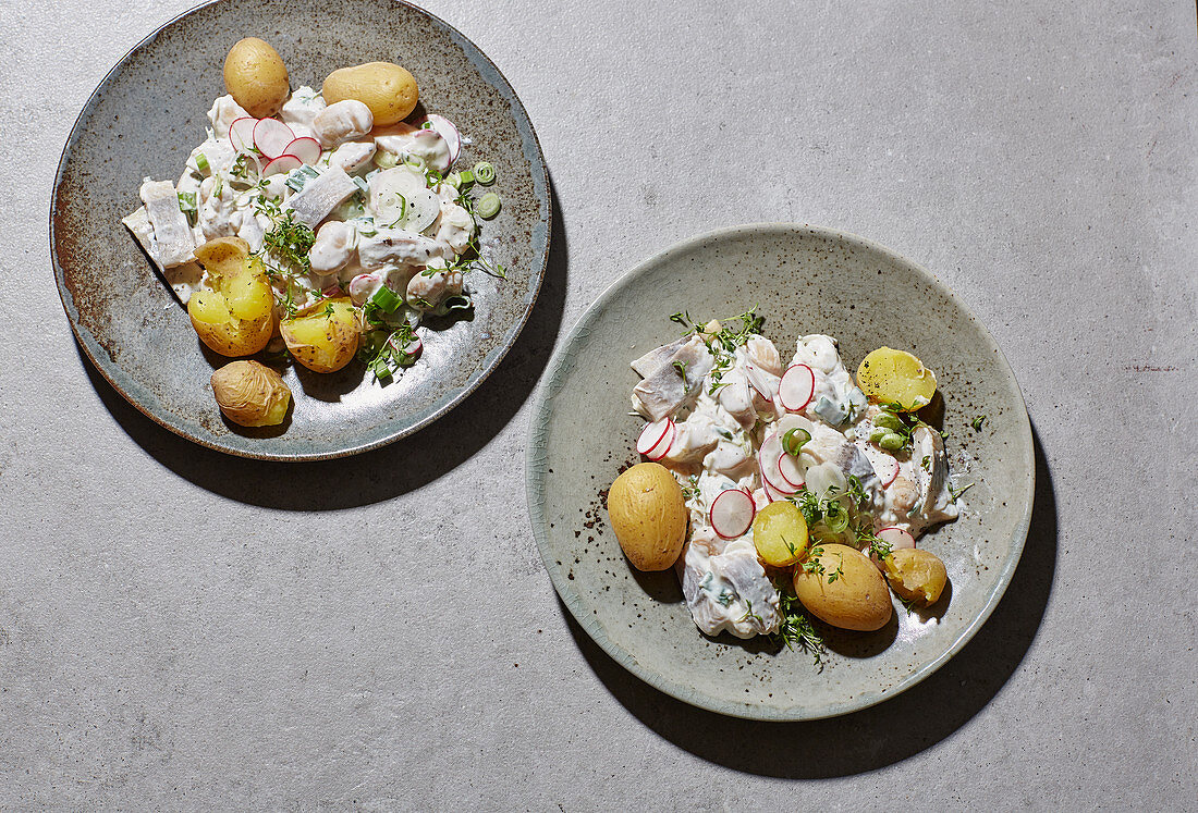 Spring soused herring with potatoes