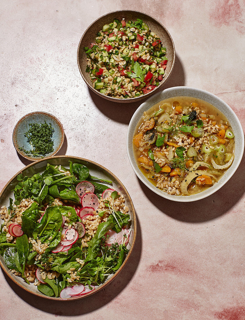 Oat dishes – oat tabbouleh, oat and fennel stew, oat salad