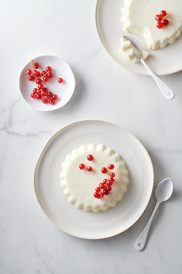 Panna cotta decorated with fresh berries