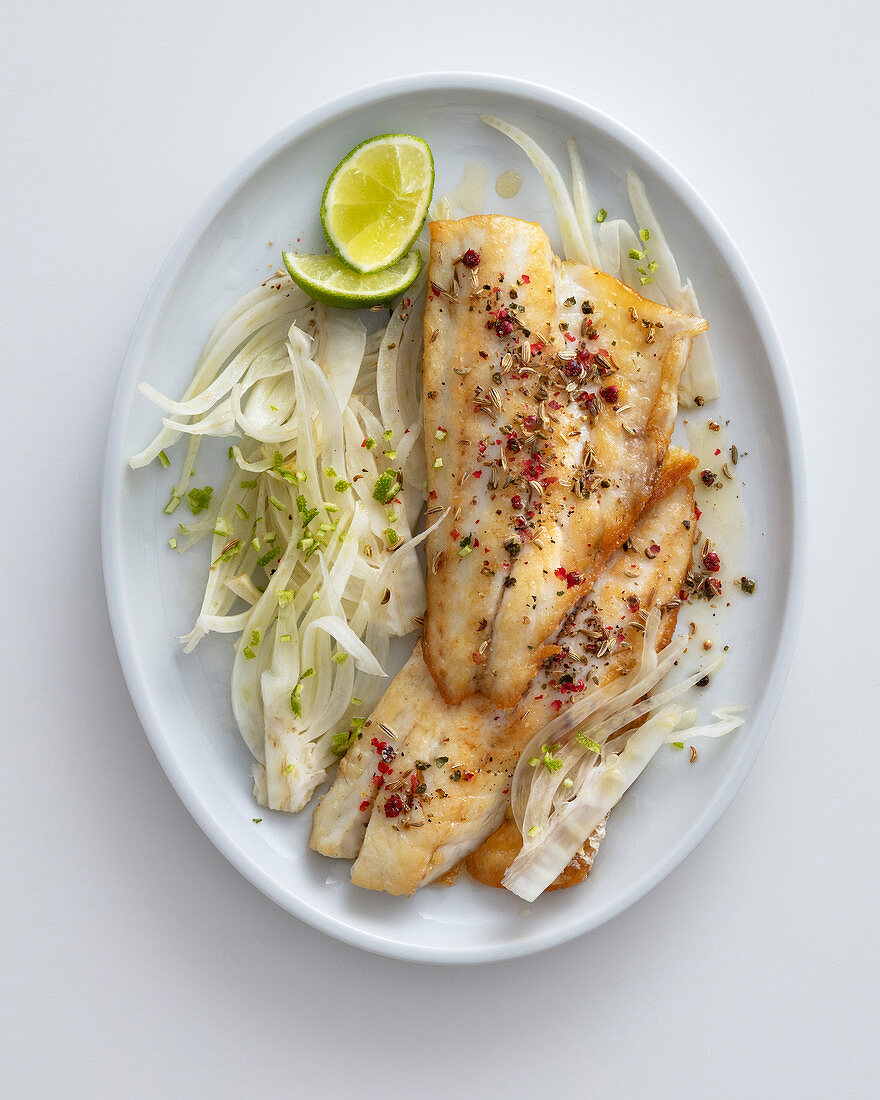 Spiced bass with a fennel salad