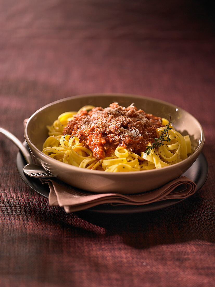 Tagliatelle Bolognese with Parmesan and thyme