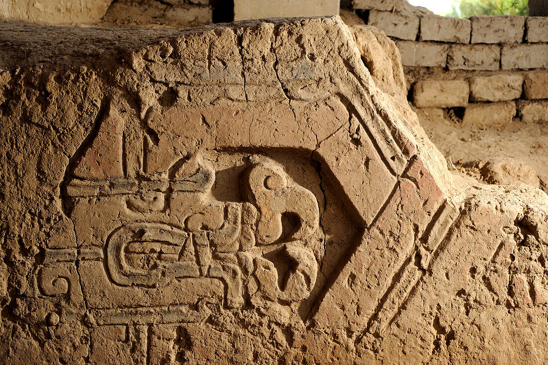 Frieze in Cupisnique temple, Peru