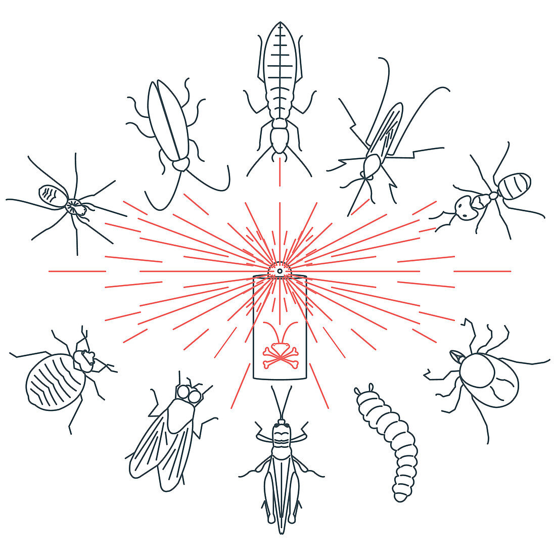 Common pests, conceptual illustration