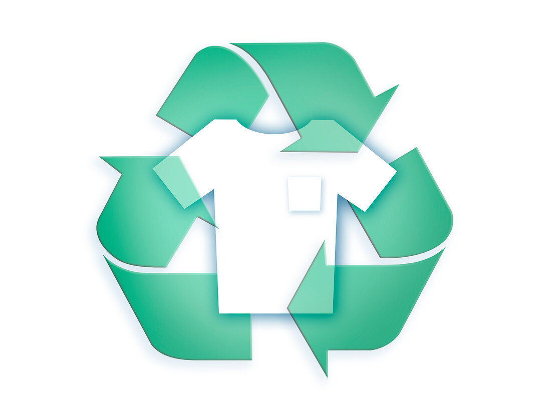 Recycling symbol with t-shirt, illustration