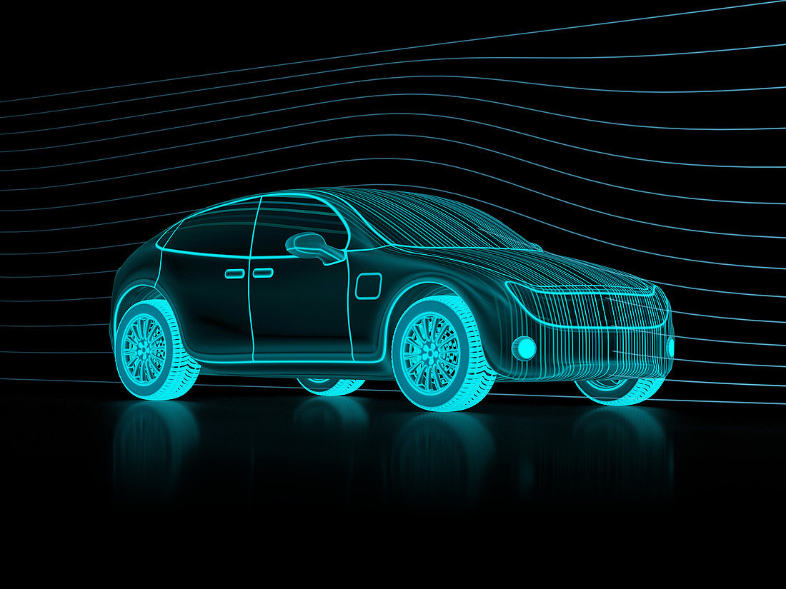 Digital model of a car, illustration