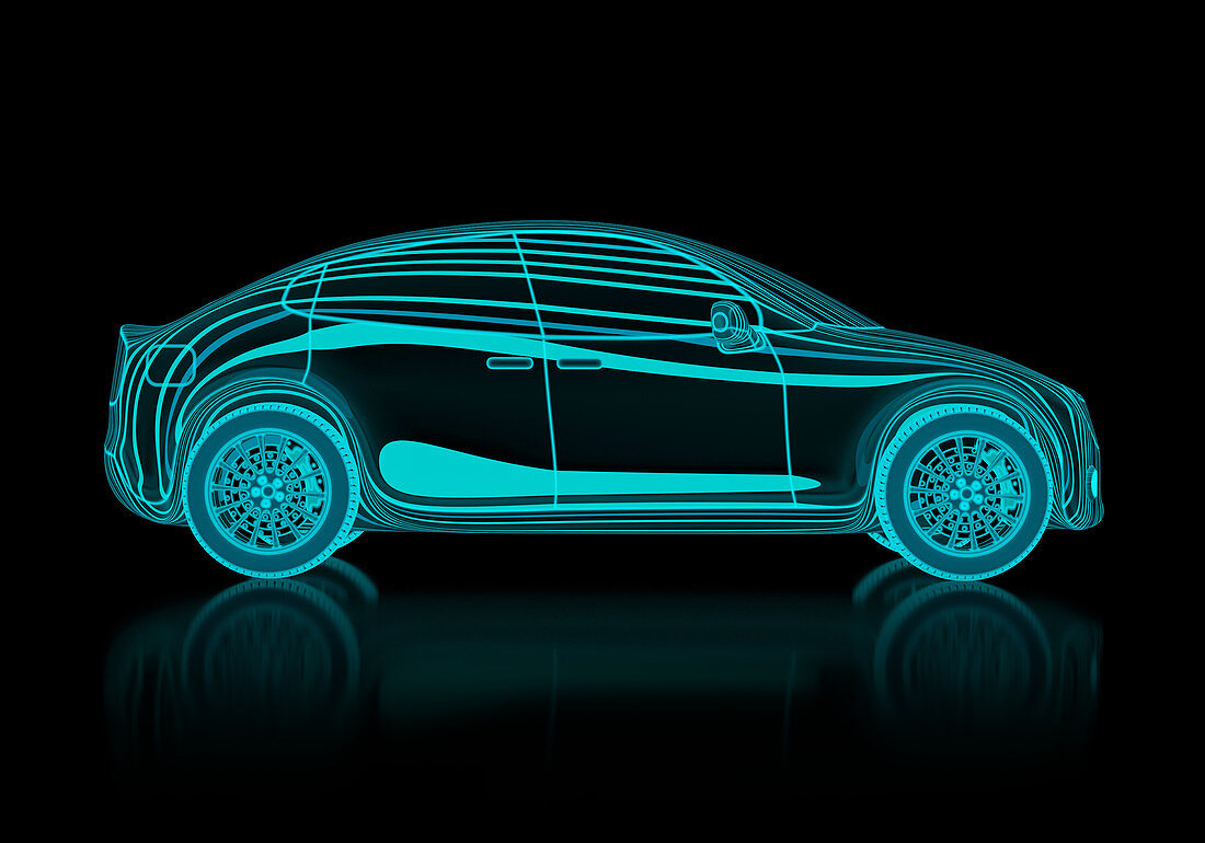 Digital model of a car, illustration