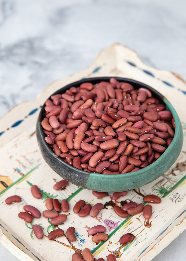 Red kidney beans in ceramic bowl