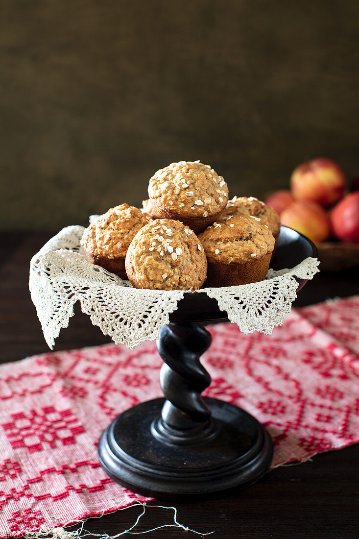 Applesauce Oat Muffins with whole wheat flour