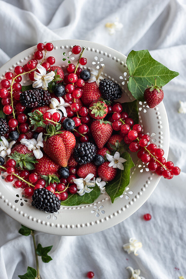 Assorted fresh berries in plate