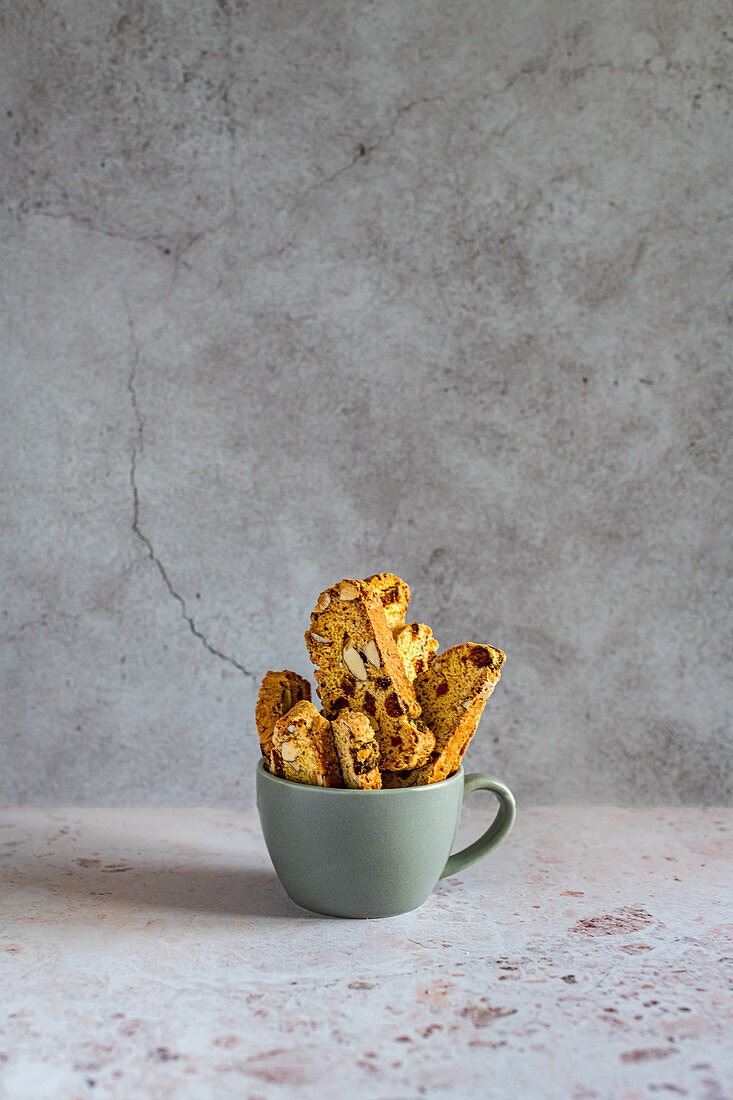 Almond and Orange Biscotti in a cup