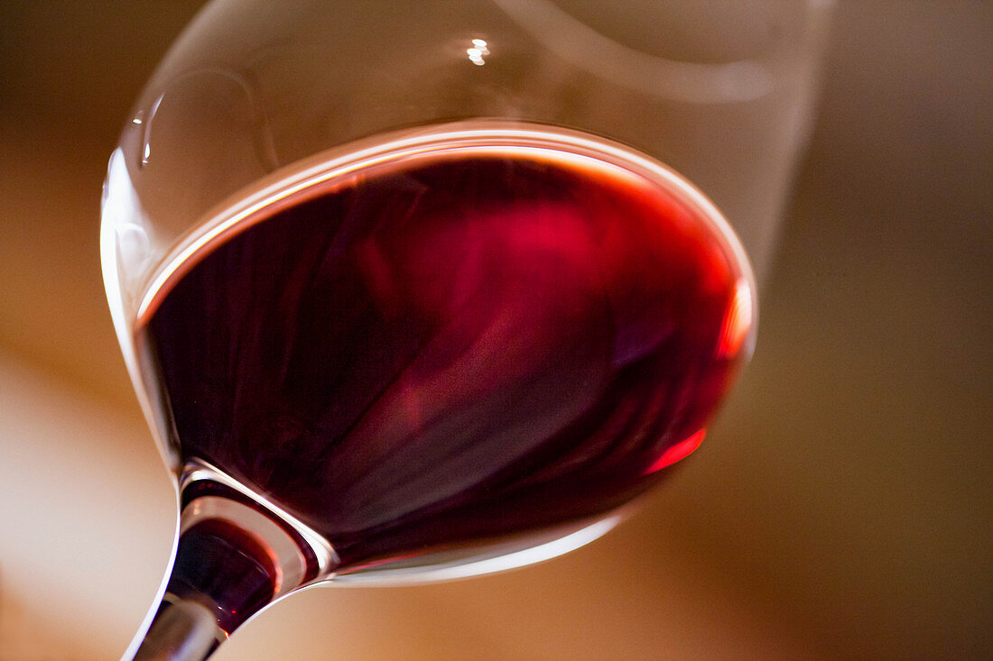 A glass of red wine, Martin Wassmer vineyard, Markgräflerland region, Baden, Germany
