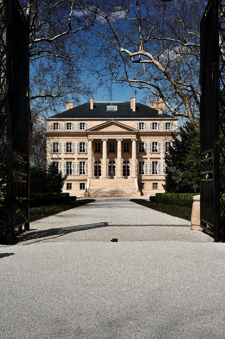 Gebäude und Park, Château Margaux, Medoc, Bordeaux, Frankreich