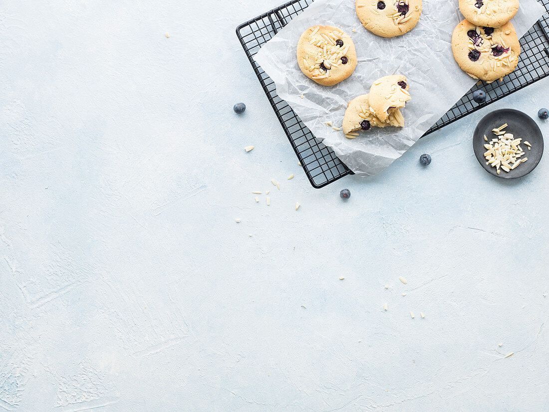 Blueberry cookies with slivered almonds