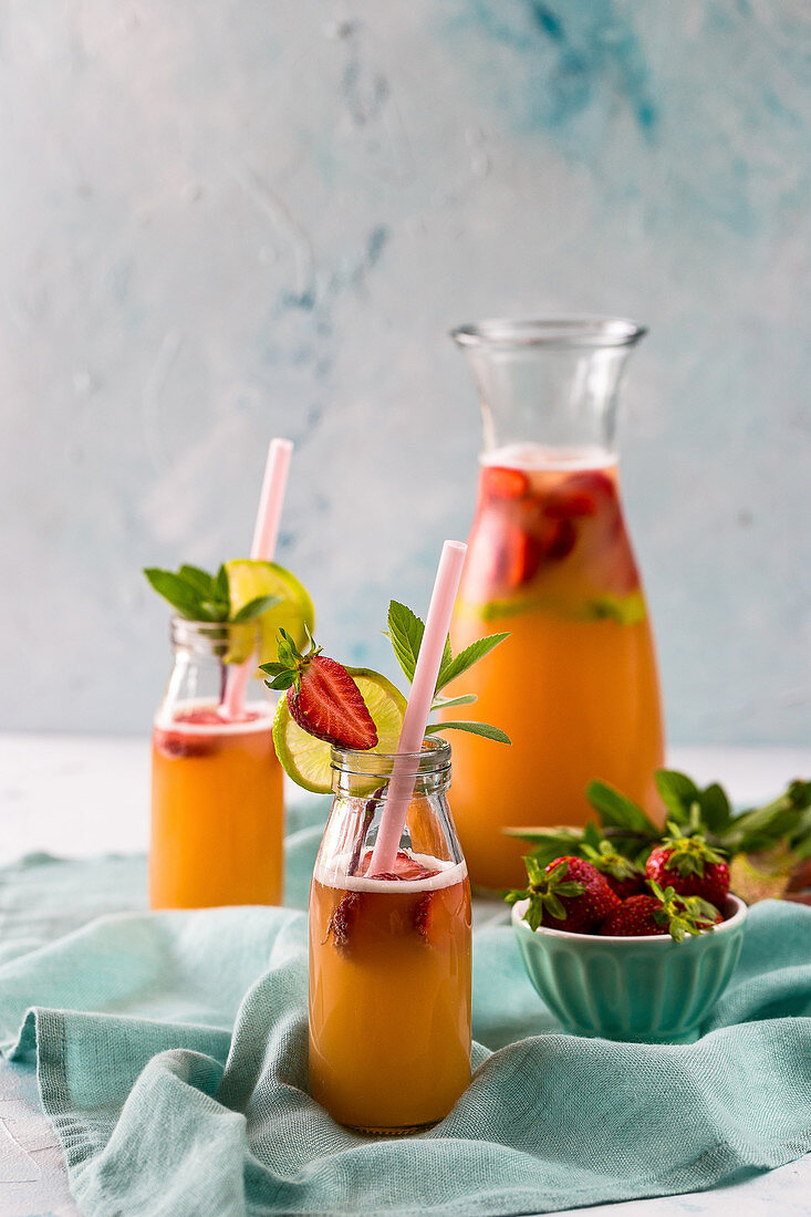 Rhubarb and strawberry lemonade