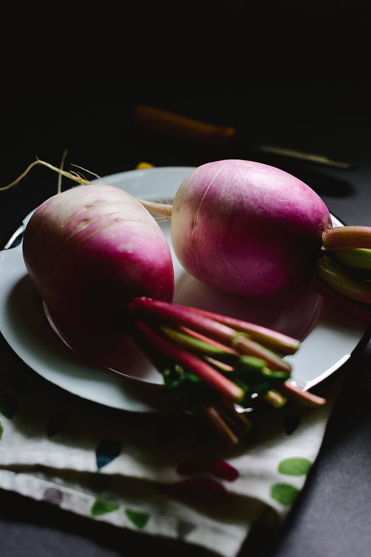 Radishes on a plate