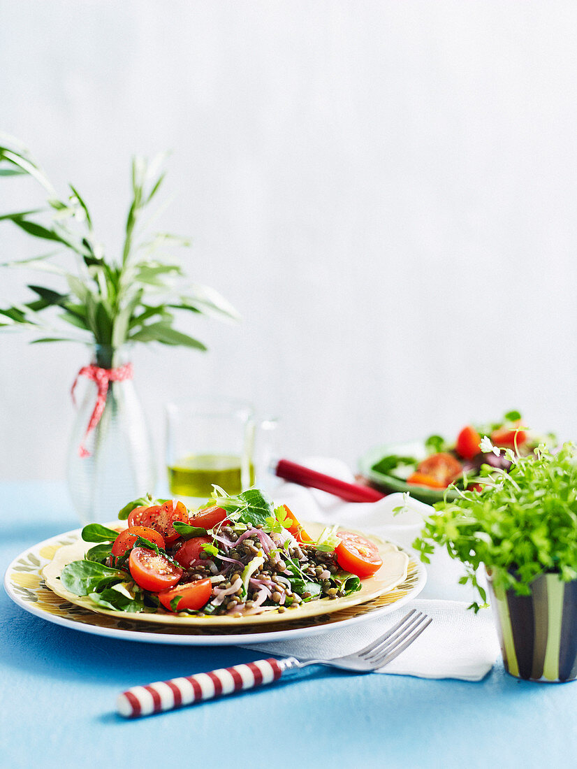 Tomatensalat mit Linsen