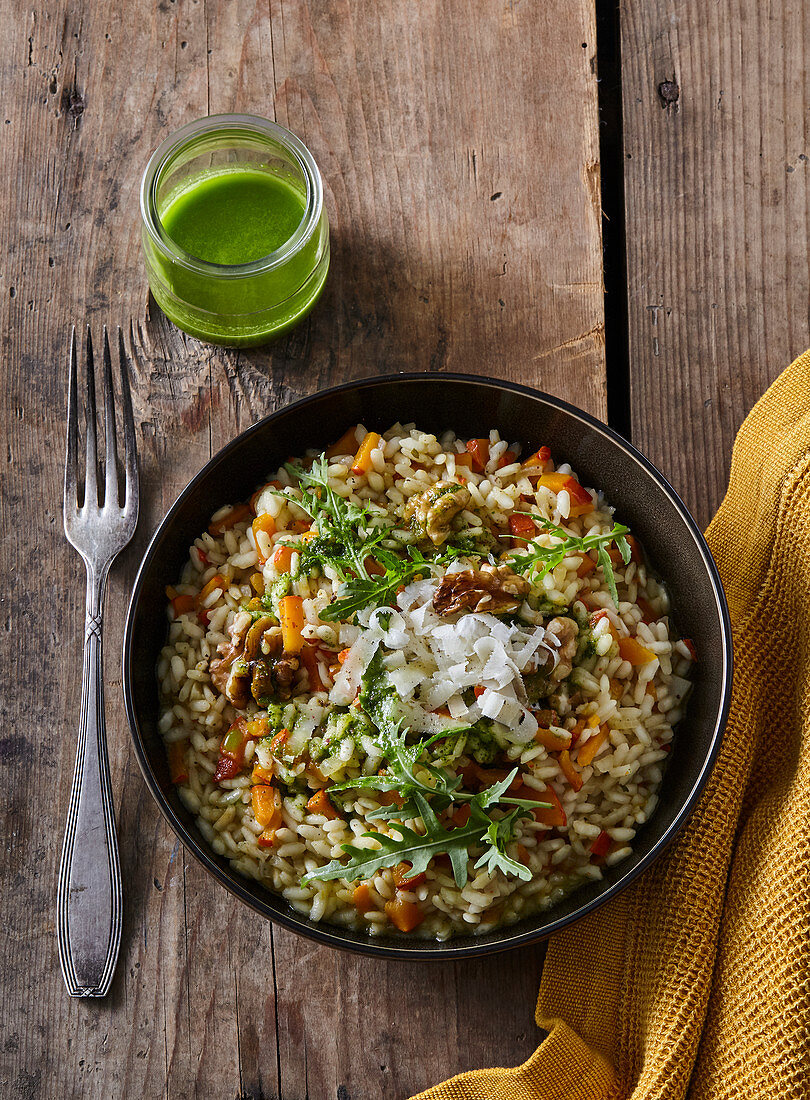 Pumpkin risotto with pesto