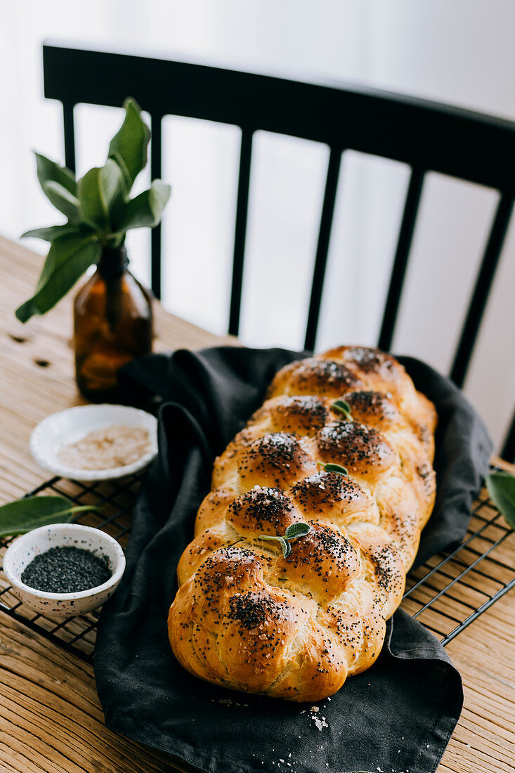 Challah, Jewish plaited bread with poppyseeds