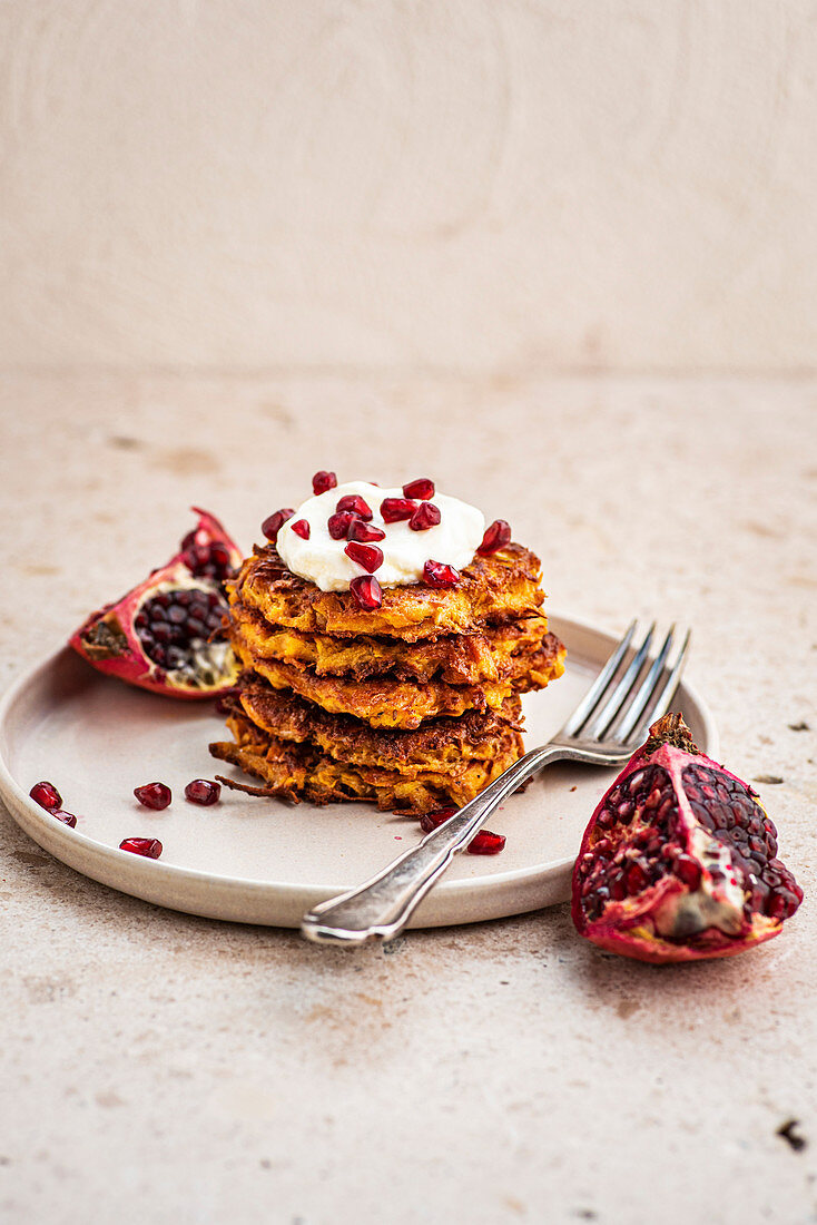 Gluten free latkes with pomegranate