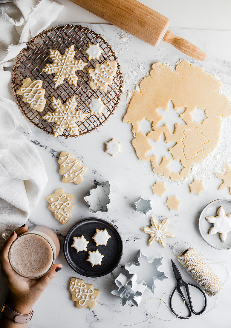 Homemade Christmas Cookies in festive shapes