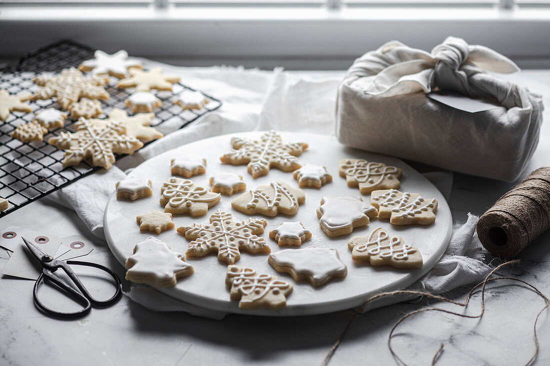 Homemade Christmas Cookies in festive shapes