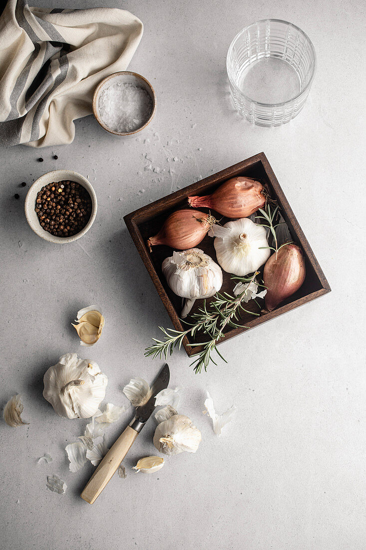 Shallots and garlic