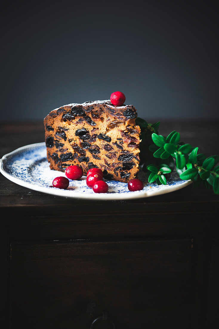 A piece of a British Christmas fruitcake