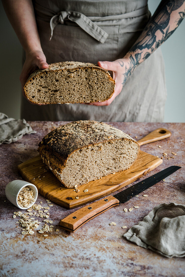 Homemade oat bread