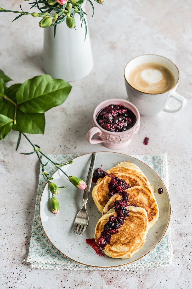 Pancakes with forest fruit