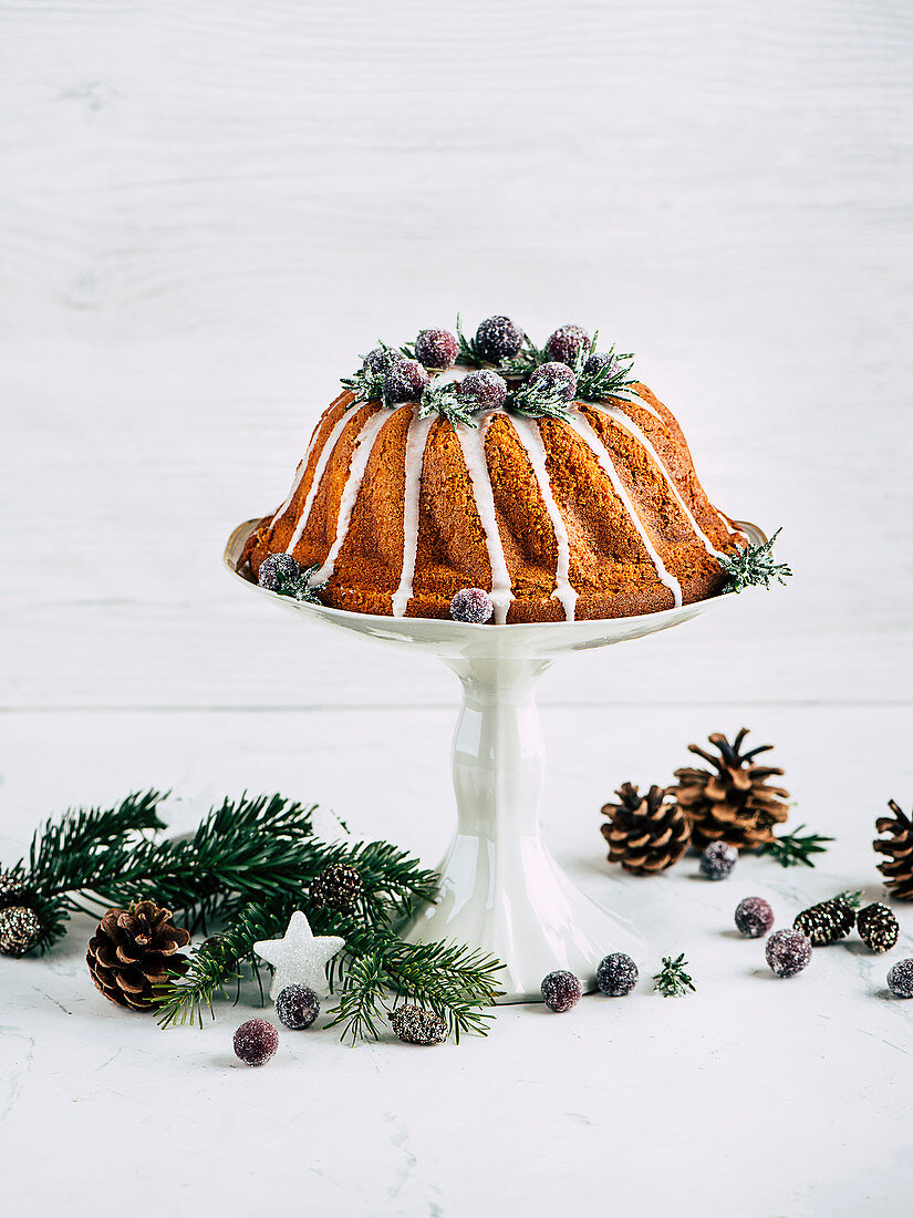 Christmas Bundt cake with cranberries