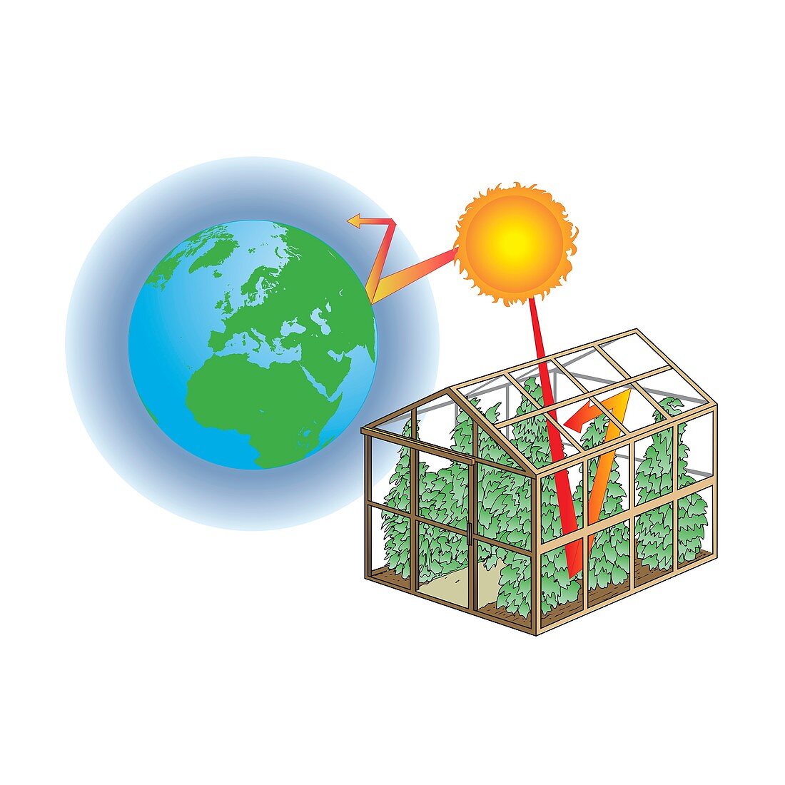 Greenhouse effect, illustration