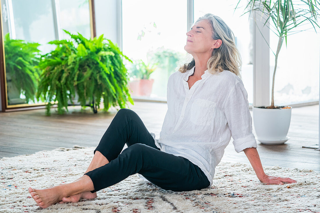 Woman practicing relaxation exercises