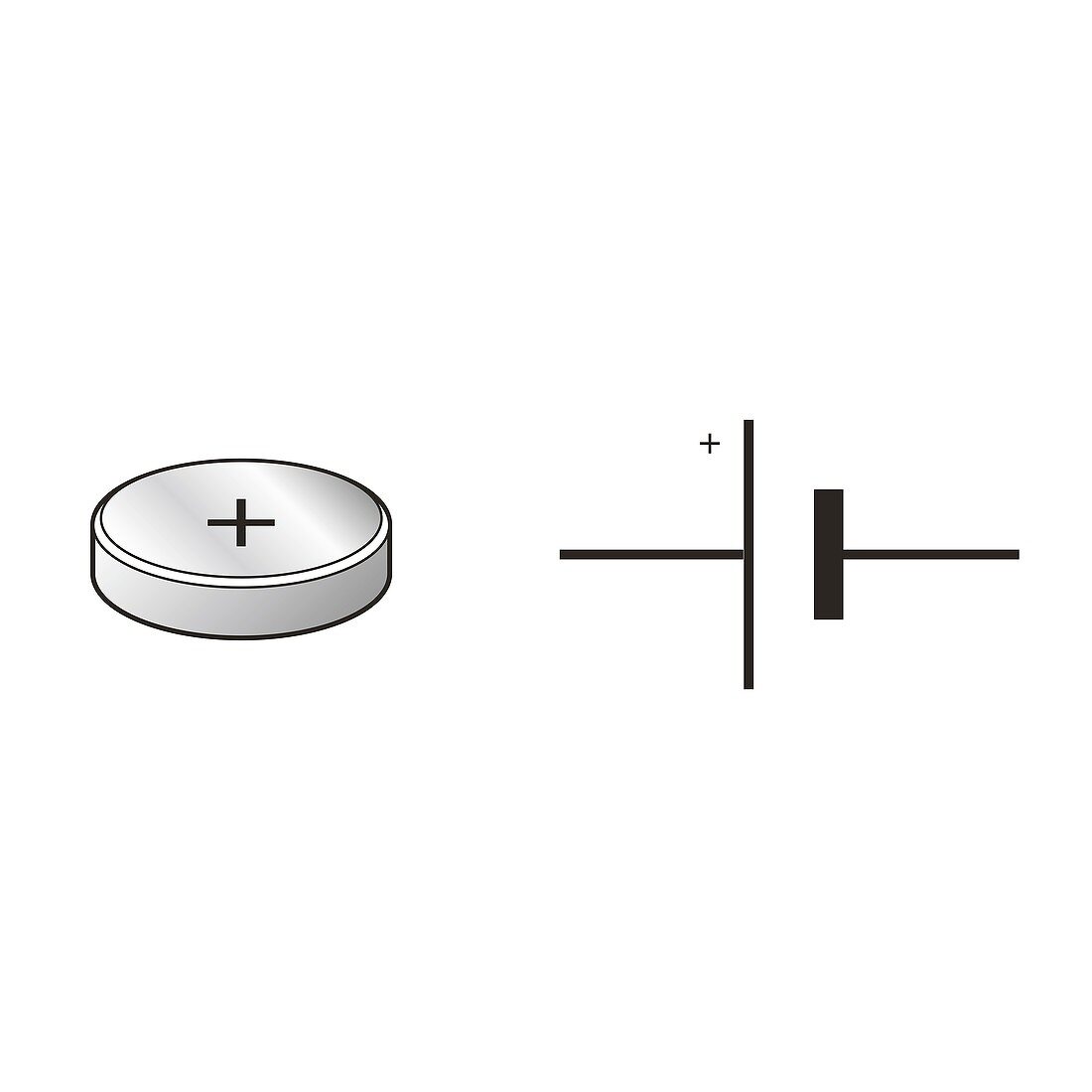 Electric cell and circuit symbol, illustration
