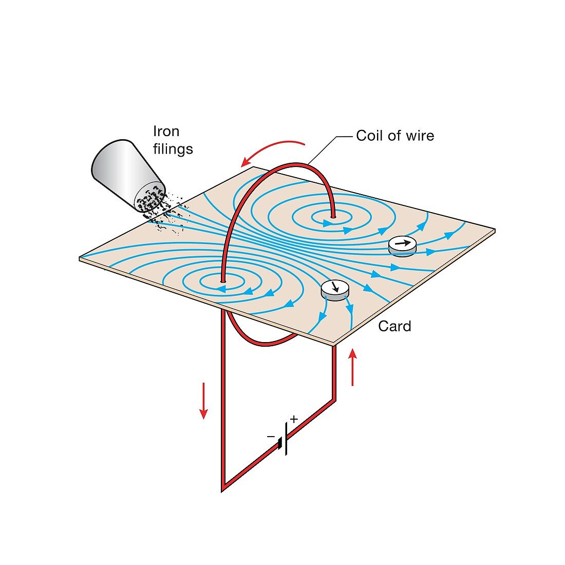 Magnetic field round a coil of wire, illustration