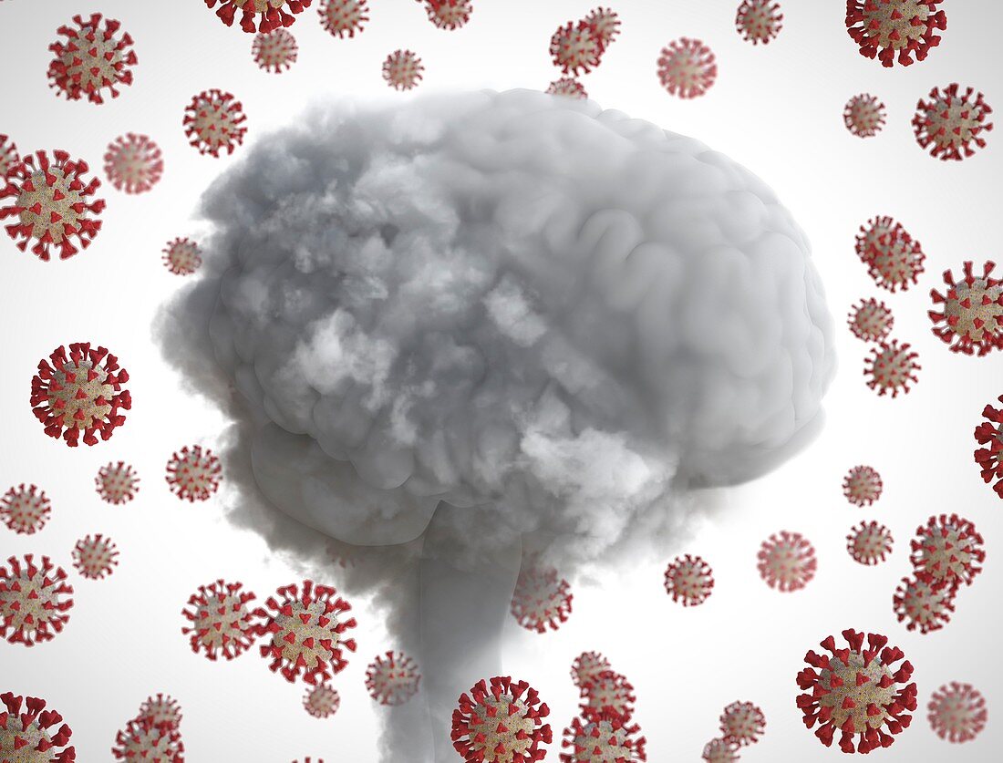 Covid-19 brain fog, conceptual illustration