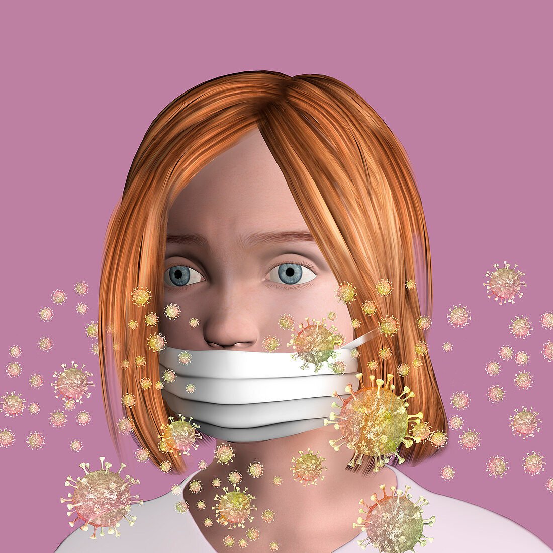 Incorrect face mask use, illustration
