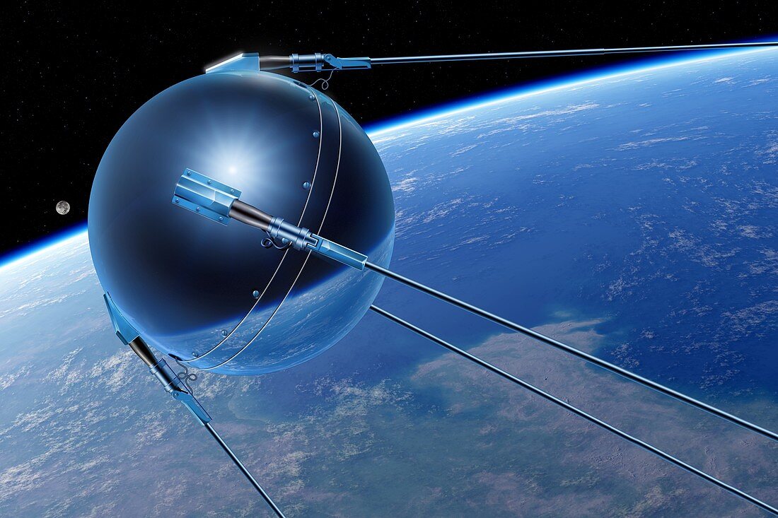 Sputnik 1 in Earth orbit, illustration