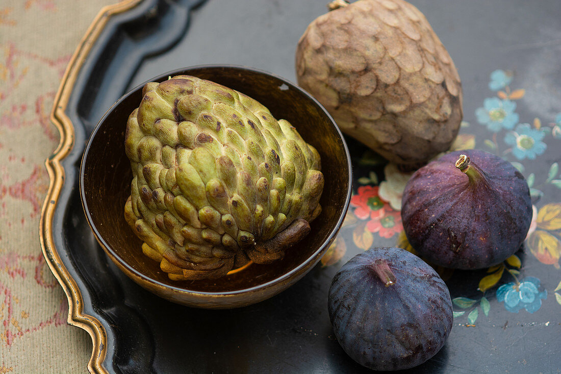 Custard apple fruits and figs