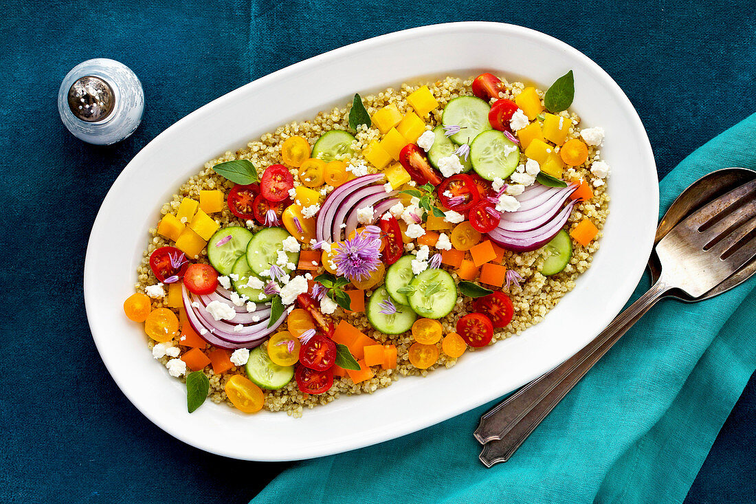 Greek Quinoa Salad with Feta Vinaigrette