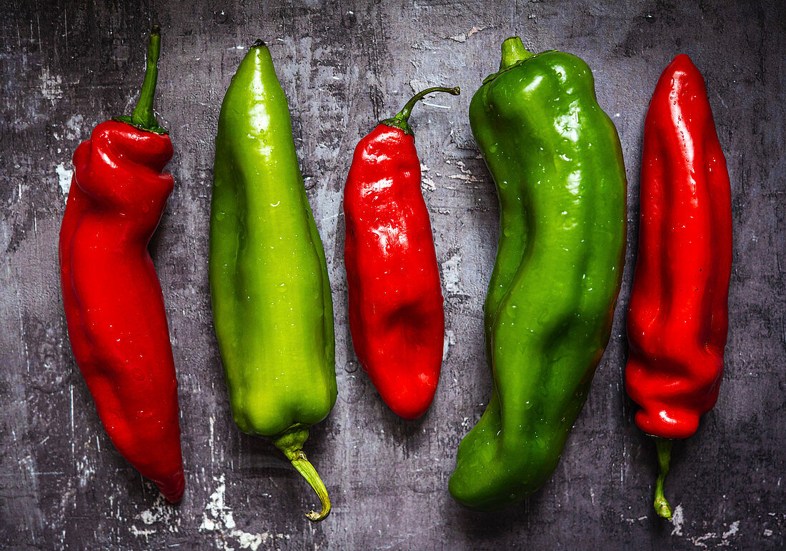 Red and green peppers