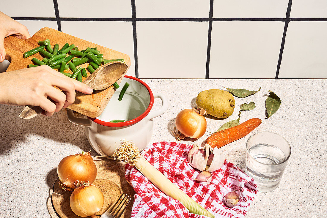 Ingredients for a healthy vegetable soup