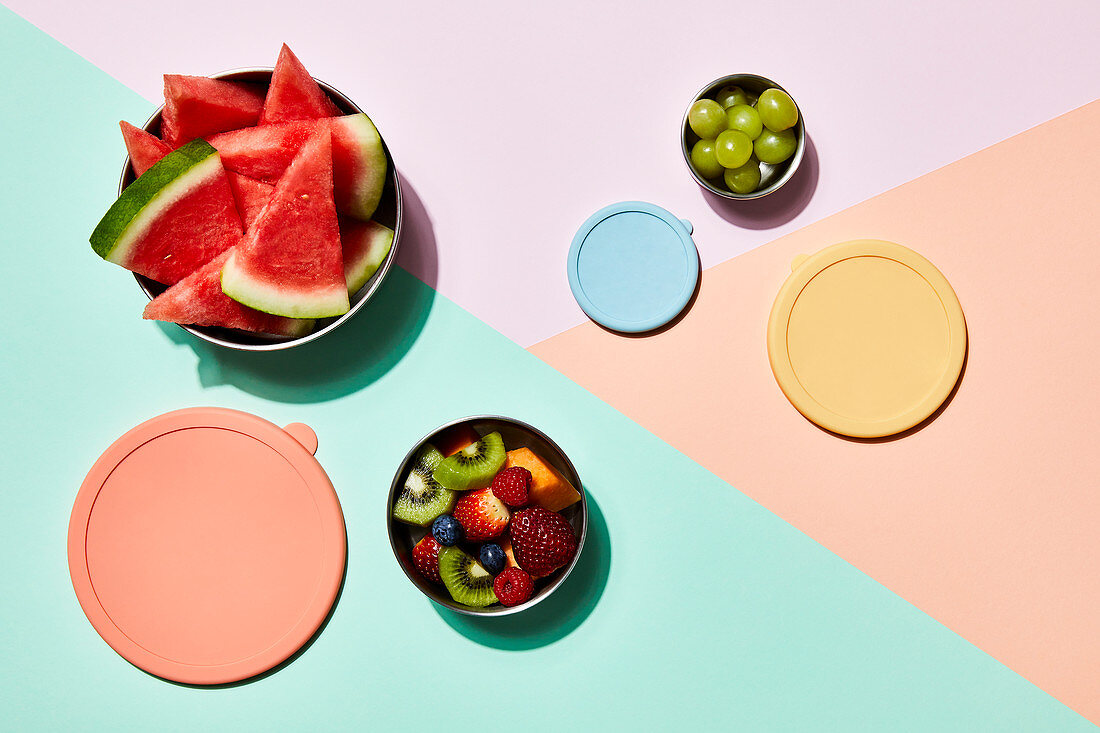 Fruchtsalat, Wassermelone und Trauben