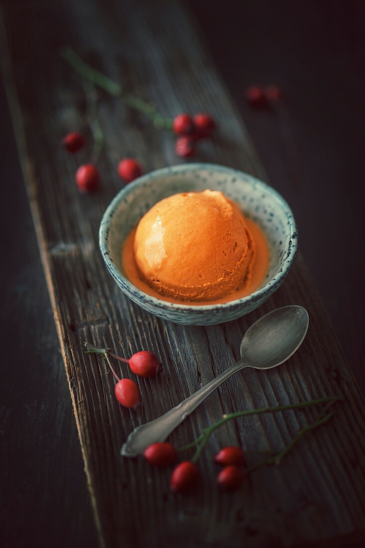 Rosehip ice cream