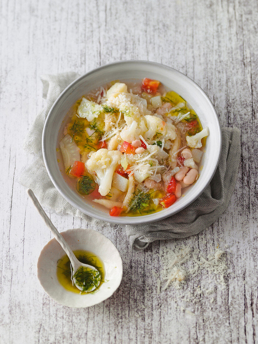 Minestrone with orzo pasta