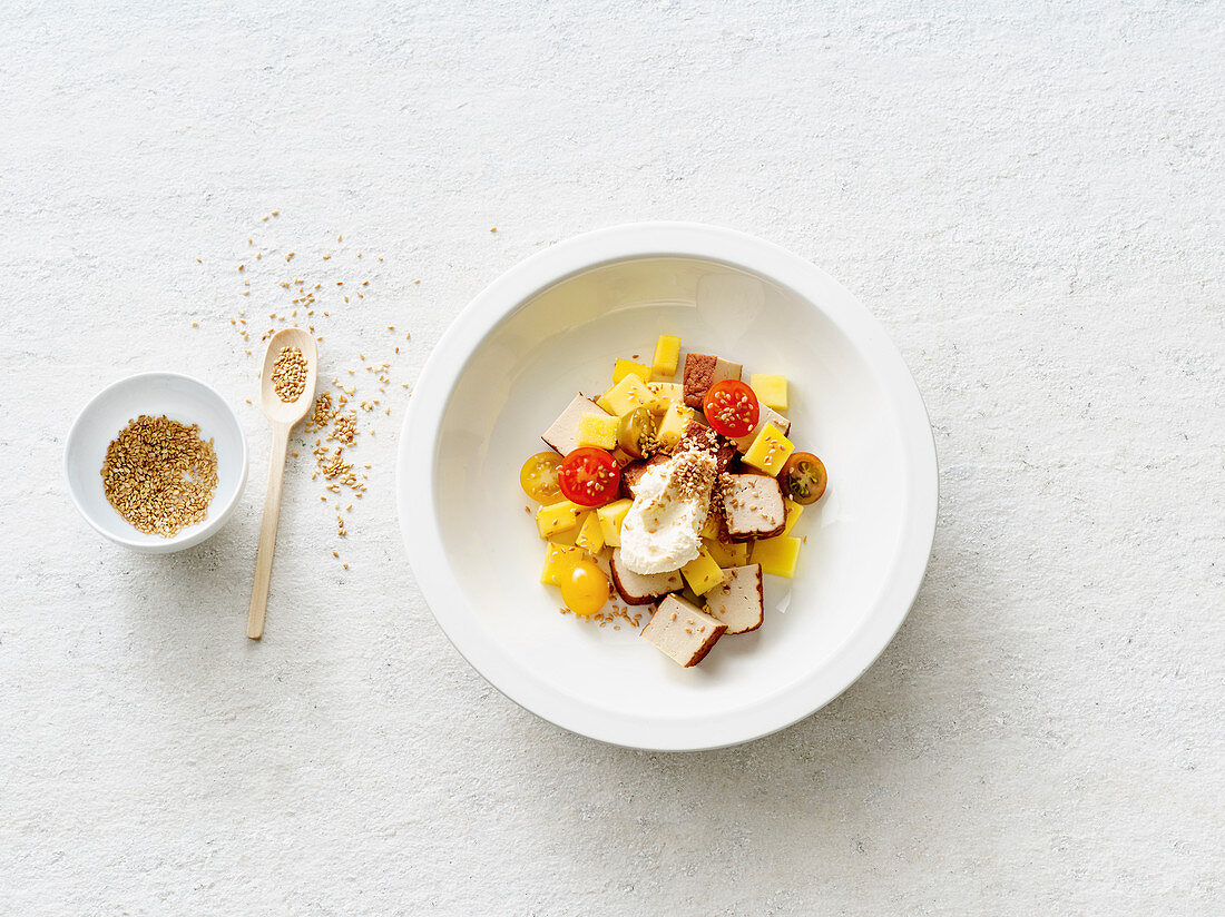 Vegan Mango and Tomato Salad with Smoked Tofu