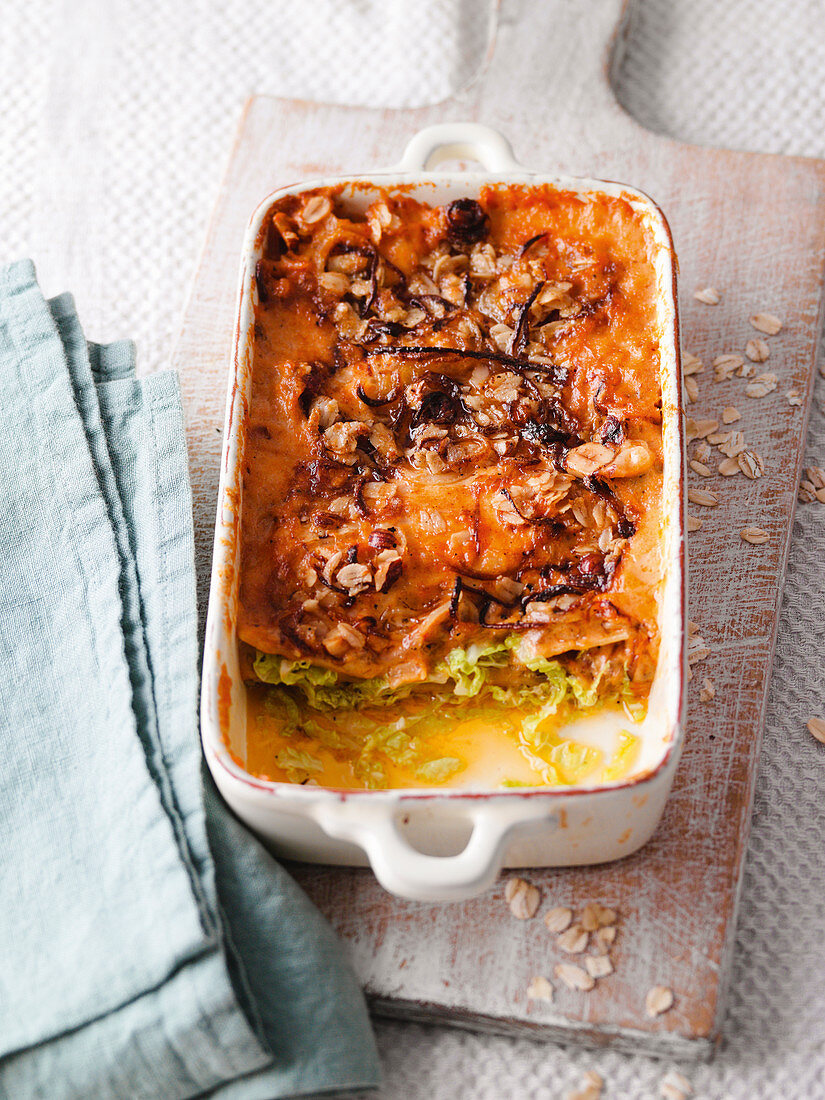 Vegan savoy cabbage lasagne