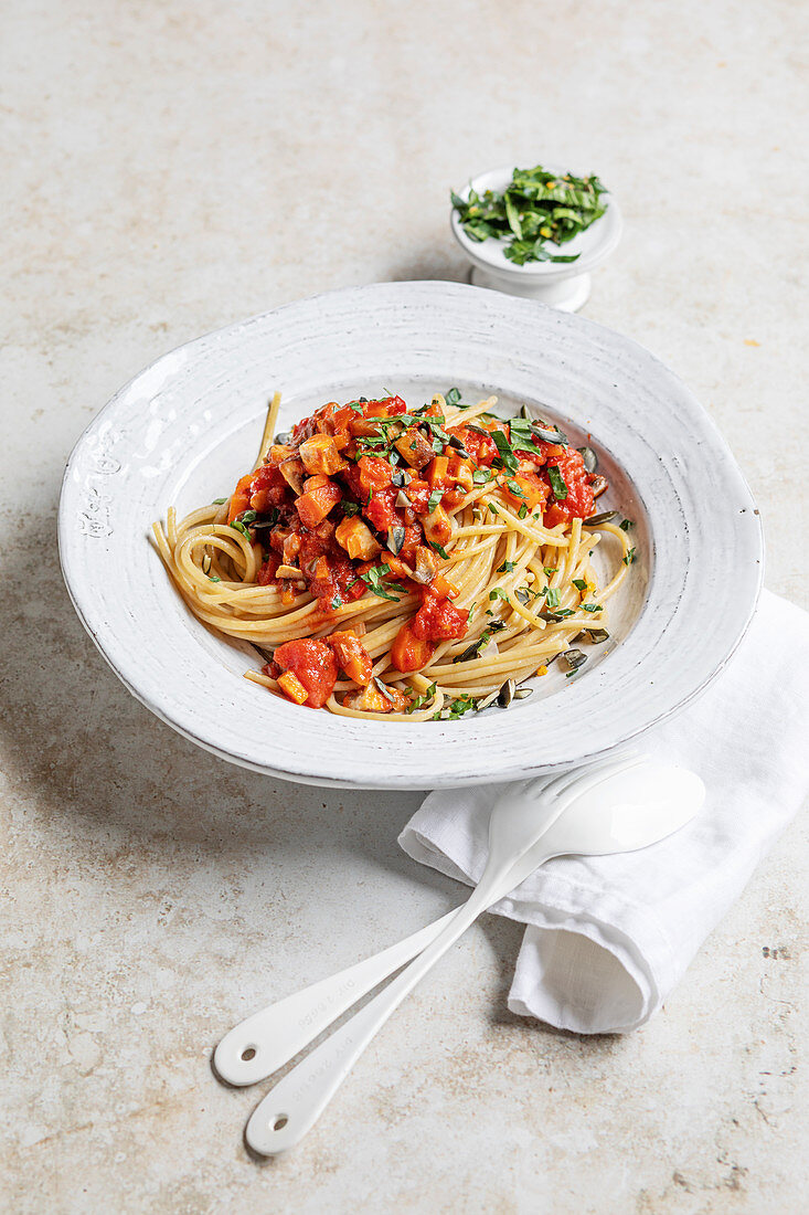 Spaghetti mit Pilz-'Bolognese'