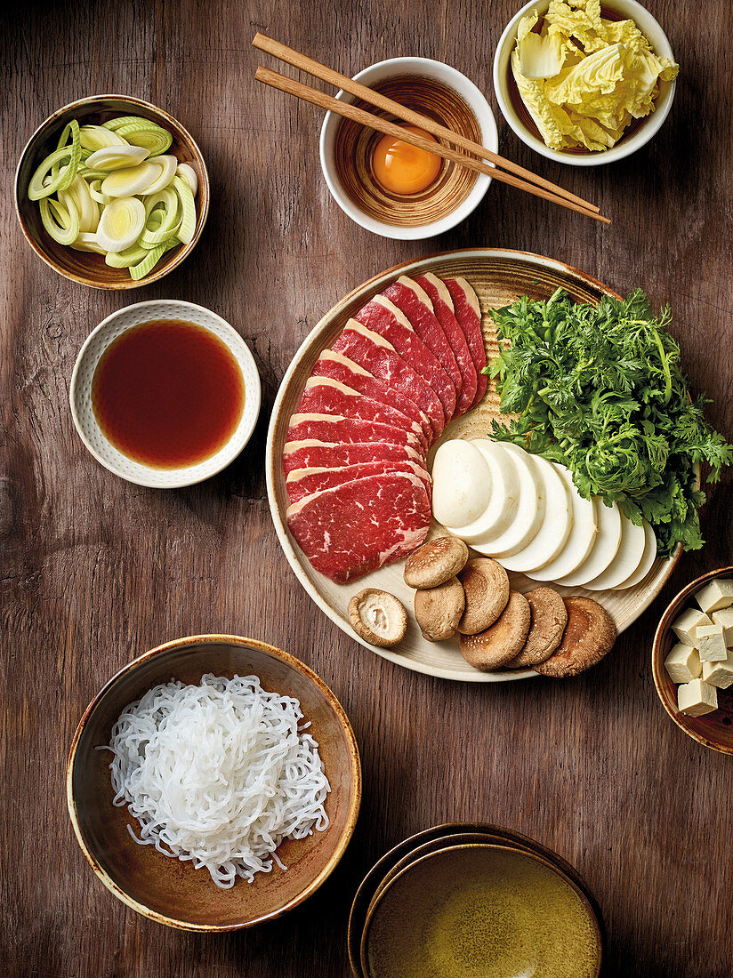 Sukiyaki - Japanese stew ingredients