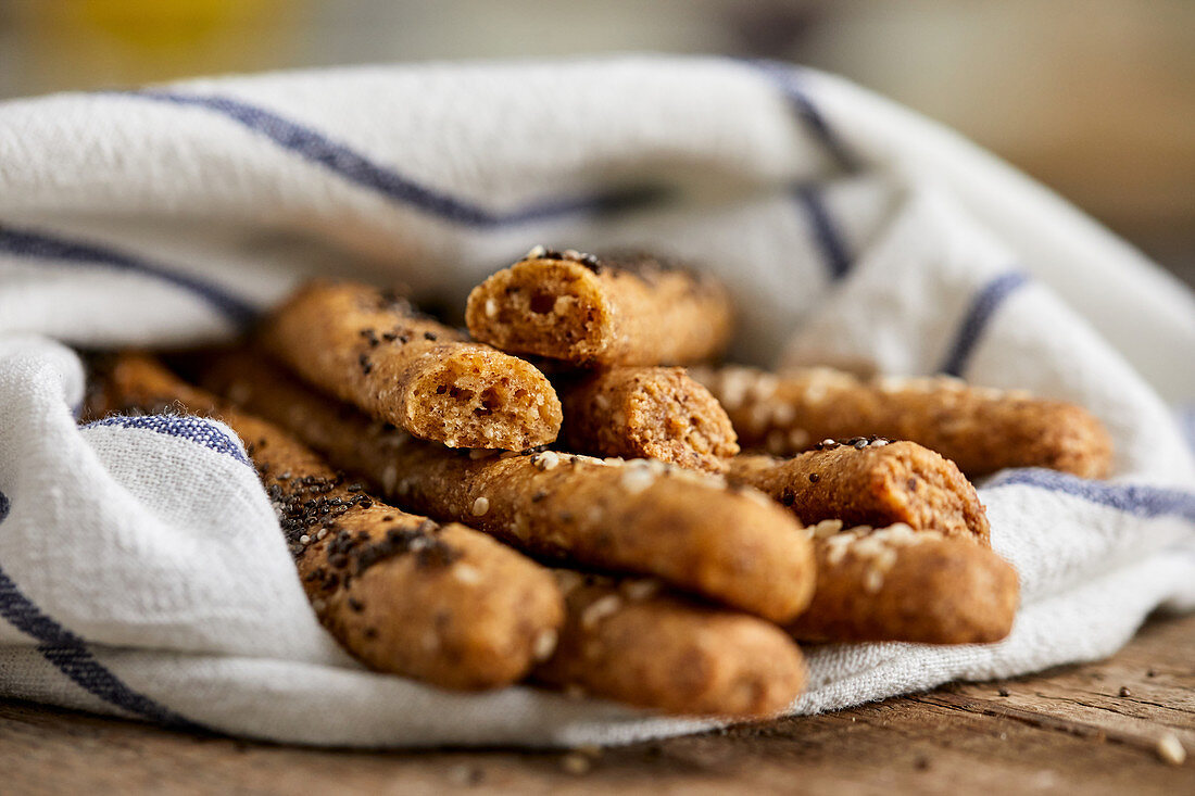 Gluten free breadsticks made with almond flour, ground flax and parmesan cheese